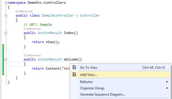 Adding View of Controller in MVC